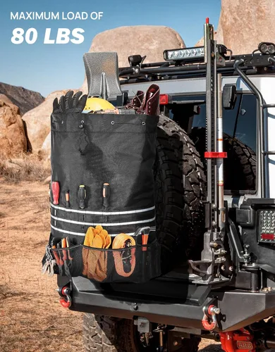 Vista 3 de JOYTUTUS Bolsa de basura para neumáticos de repuesto, se adapta a neumáticos de 40 pulgadas, 31 galones, serie Overland de mayor capacidad, bolsa