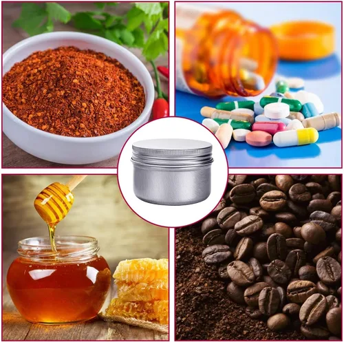 Vista 7 de Latas de aluminio de 6 onzas con tapa de rosca de 6.1 fl oz, recipientes de almacenamiento de metal para almacenar especias, dulces, bálsamo labial
