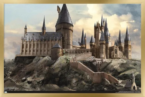 Vista 13 de Trends International The Wizarding World: Harry Potter - Póster de pared de Hogwarts at Sunrise, 14.725 x 22.375 pulgadas, versión enmarcada