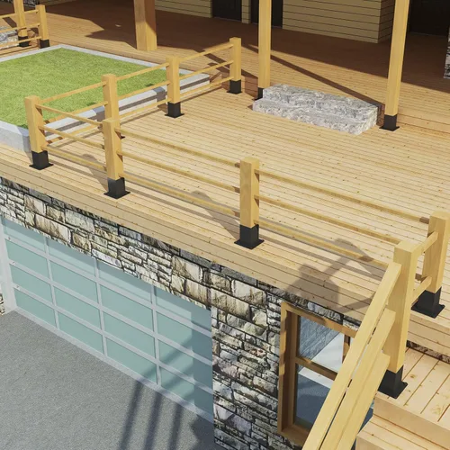 Vista 3 de 6 piezas de base de anclaje de poste 4x4, soporte de poste de valla de madera (Tamaño interno: 3.6 x 3.6 pulgadas), manga de poste de metal