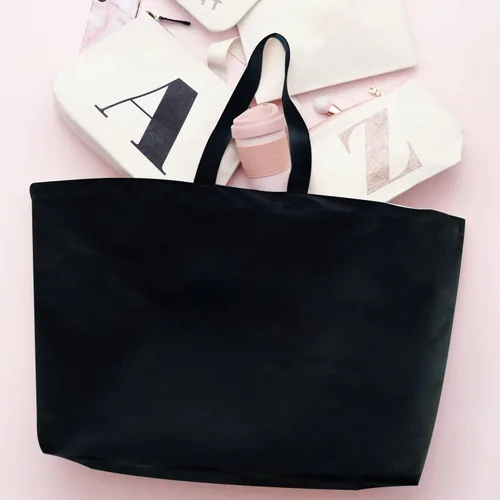 Vista 2 de Bolsa de lona grande, extra grande, para compras, playa, reutilizable, más grande, bolsa sólida lisa de 28 x 8 x 16 pulgadas