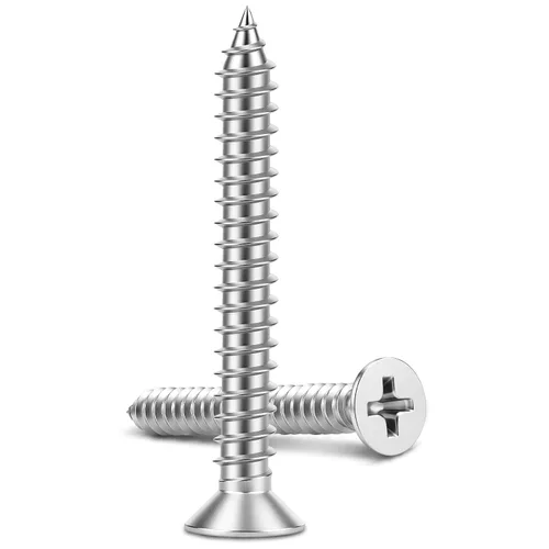 Vista 11 de Tornillo de madera de cabeza plana #4 x 1, tornillos de chapa, acero inoxidable 18-8 (304), acabado negro, 100