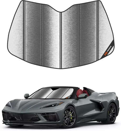 Vista 11 de Parasol de parabrisas para Chevy Corvette C6 2009-2013, reversible plateado/negro