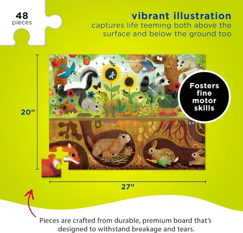 Vista 3 de Crocodile Creek Rompecabezas de Piso Above + Below de 48 Piezas - Rompecabezas de Piso Divertidos para Niños de 4-8 Años - Backyard Discovery - 27 x
