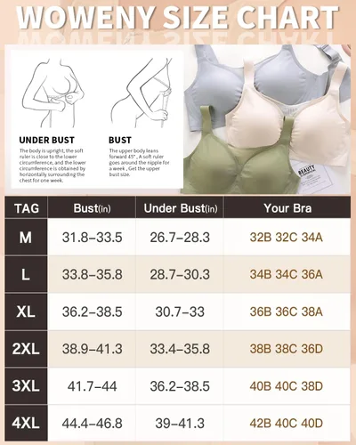 Vista 7 de WOWENY Wireless Minimizer Bras for Women V Neck Comfortable Adjustable Full Coverage Padded Bralettes Smoothing Bra