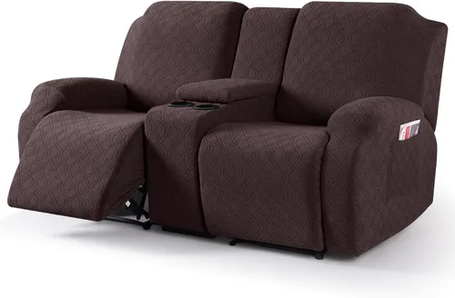 Vista 18 de VANSOFY Funda para sofá reclinable con consola central elástica, funda reclinable para sofá de terciopelo para 2 asientos, funda para sofá