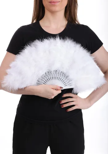 Accesorio de Abanico Clásico con Plumas Blancas Multicolor
