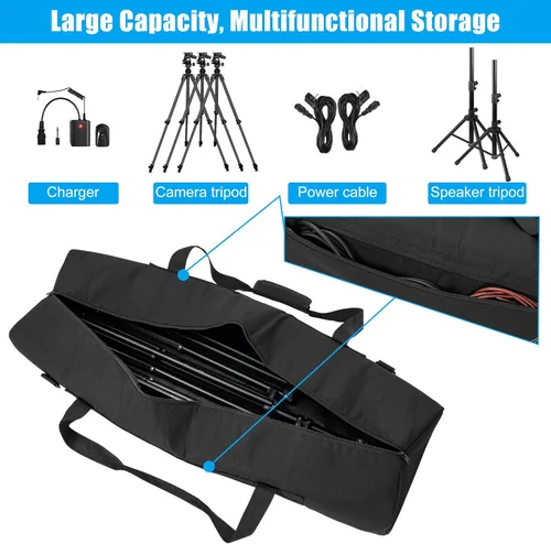 Vista 2 de TORIBIO Bolsa de trípode multifuncional de 33.5 pulgadas, funda de transporte de trípode resistente, funda para soporte de música, micrófono