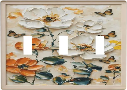 Vista 39 de Cubiertas decorativas para interruptor de luz de arte BOHO, figura abstracta de 1 gang, salida basculante, placa frontal decorativa del interruptor