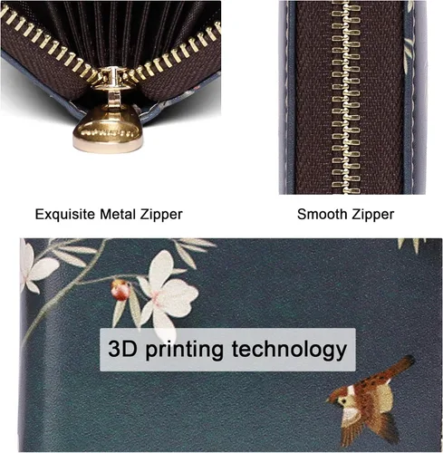 Vista 4 de APHISON - Tarjetero con protección RFID, carteras , funda para tarjetas de cuero con cremallera para mujerniñacaja regalo