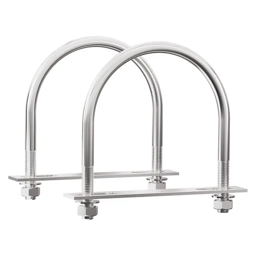 Vista 8 de 2 juegos de pernos en U redondos de acero inoxidable 304 de 0.87 pulgadas (0.866 in) de ancho interior 1.93 pulgadas de longitud M8 con tuercas