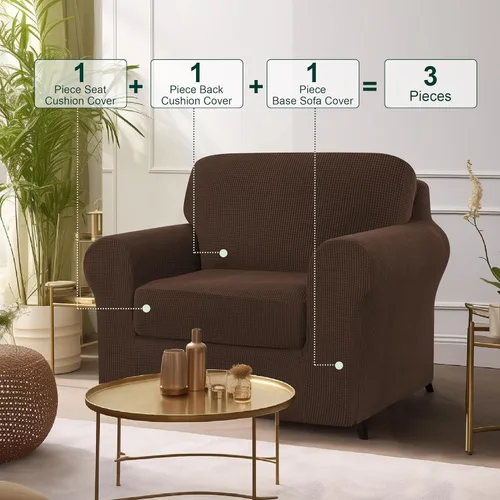 Vista 209 de CHUN YI Fundas para sofá de 7 piezas, lavables, fundas elásticas para sofá de 3 cojines con respaldo y fundas de cojín separados, protector
