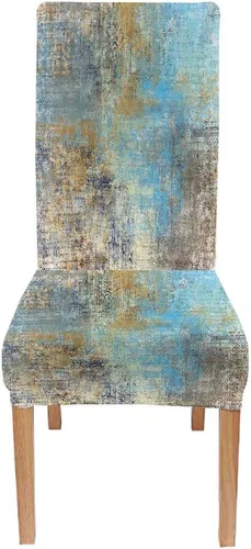 Vista 81 de TOMWISH Fundas para Sillas De Comedor 6, Fundas para sillas de comedor, pintura de arte abstracto, funda extraíble elástica de elastano para silla