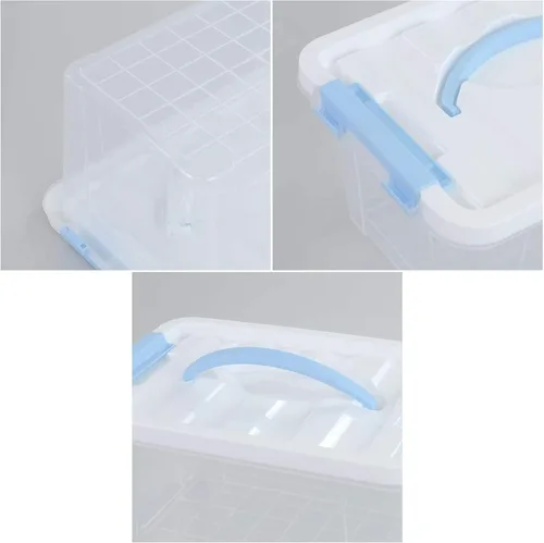 Vista 3 de Caja de almacenamiento de plástico de 6 litros, contenedor de almacenamiento transparente con tapas, juego de 6