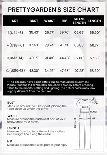 Vista 6 de PRETTYGARDEN Womens Deep V Neck Wrap Drawstring Waist Jumpsuit