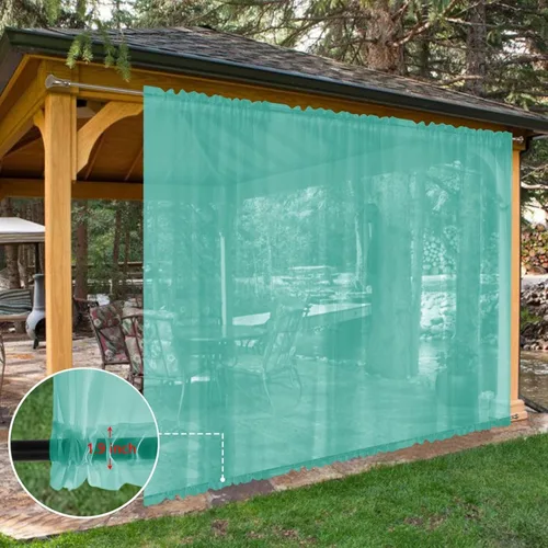 Vista 109 de SpaceDresser Cortinas traslúcidas impermeables para patio y exteriores – 2 paneles de cortina transparente con bolsillo para barra para sala