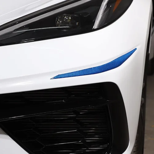 Vista 3 de Kit de decoración de cubierta de palas delanteras, calcomanías exteriores para parachoques delantero, calcomanías de fibra de carbono, accesorios