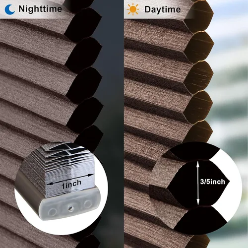 Vista 4 de LazBlinds Persianas Celulares sin Cordón, Sin Herramientas Sin Taladro Persianas de Panal Opacas Persianas Plisadas para Ventanas, 27" An x 64" Al