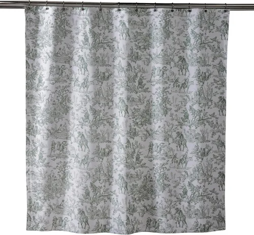 Vista 7 de Maison d' Hermine Cortina de ducha 100% algodón, un panel, 70 x 72 pulgadas, tela lavable para baño, fácil de colgar con 12 agujeros para botones