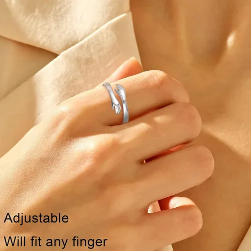 Vista 4 de Yesteel Anillo de plata de ley S925 para mujeres, adolescentes, niñas, anillo ajustable, joyería para el día de la madre, regalos de cumpleaños