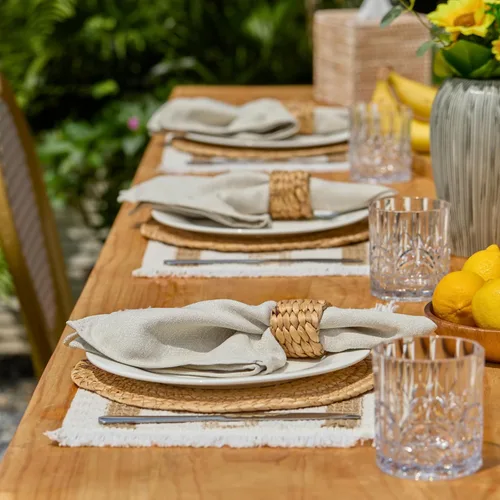 Vista 6 de YANGQIHOME Juego de 6 manteles individuales bohemios, manteles individuales rústicos tejidos de granja para decoración de mesa de comedor, manteles