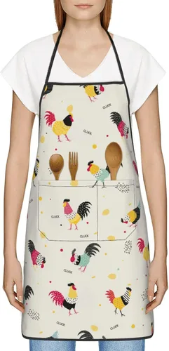 Vista 2 de Chicken Aprons for Women with Pockets,Funny Adjustable Apron for Men, Chef,Bib,Waitress/Waist Apron with Extra Long Ties,Waterproof Kitchen Apron