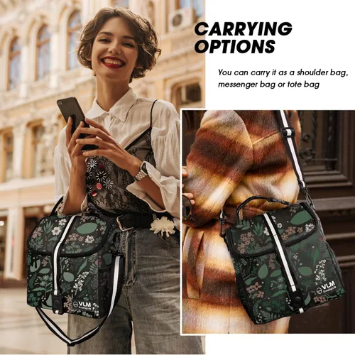 Vista 5 de VLM Lonchera para mujer, bolsa de almuerzo aislada para mujer con correa de hombro ajustable, bonita bolsa de almuerzo para el trabajo, picnic