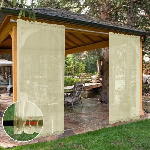 Vista 76 de SpaceDresser Cortinas traslúcidas impermeables para patio y exteriores – 2 paneles de cortina transparente con bolsillo para barra para sala