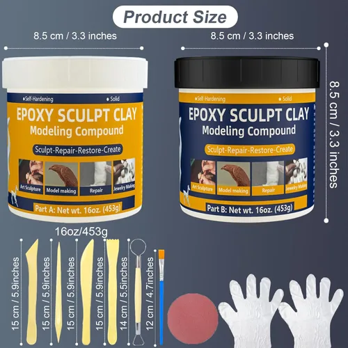 Vista 7 de Arcilla epoxi para esculpir masilla epoxi de 2 libras, 2 partes A y B, arcilla epoxi para esculpir, modelado, construcción y reparación, pasta Blanco