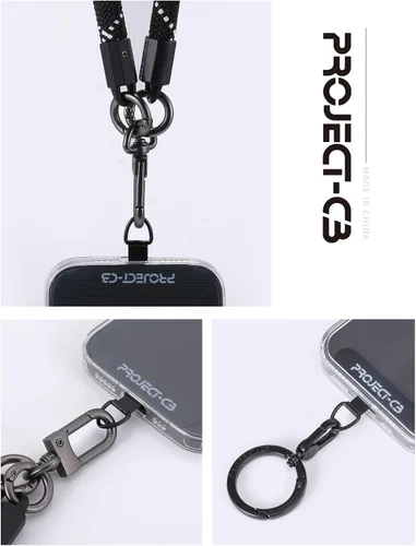 Vista 4 de project-cb Lengüeta de metal para teléfono, parche de cordón, llavero de soporte para teléfono, soporte para anillo, lengüeta de correa