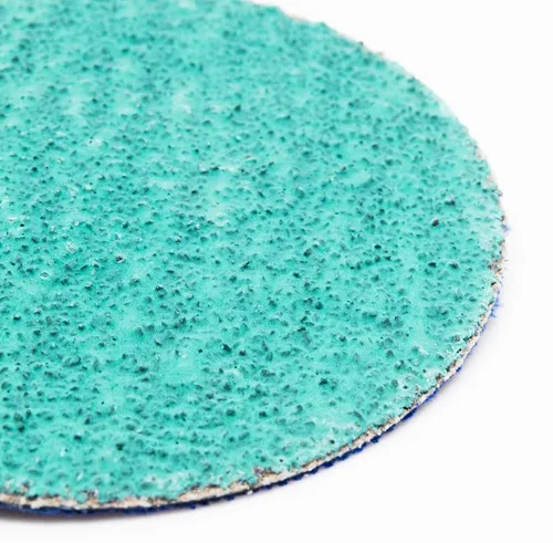Vista 2 de Benchmark Abrasives Discos de lijado de circonita verde de cambio rápido de 3 pulgadas con respaldo macho tipo R para acabado superficial, pulido
