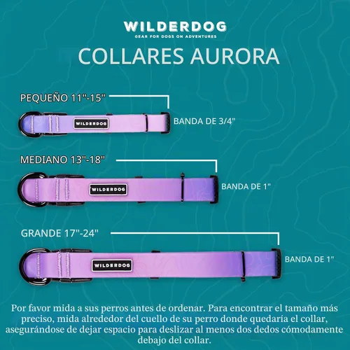 Vista 3 de Collar de perro impermeable Wilderdog – Repele el agua y la suciedad - Pequeño 11"-15" - Aurora