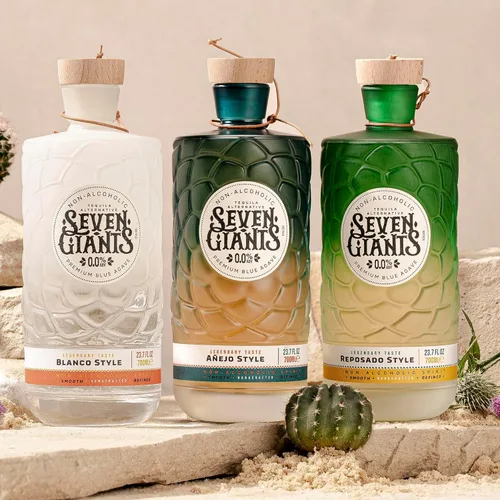 Vista 8 de Paquete de Seven Giants estilo Reposado y alternativa de tequila estilo blanco Licores sin alcohol Tequila sin alcohol prémium de Spirits of