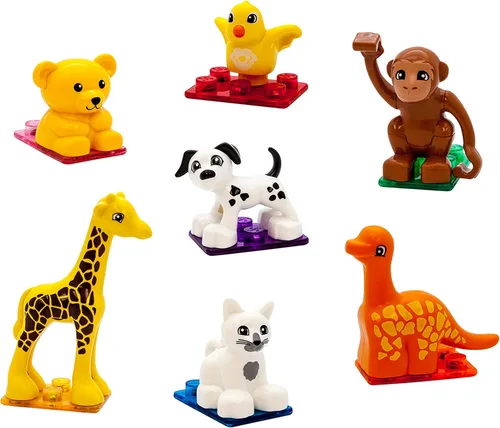 Vista 5 de PicassoTiles Juego de figuras de acción de animales magnéticos para imán, bloque de construcción educativo, kit de aprendizaje STEM de construcción