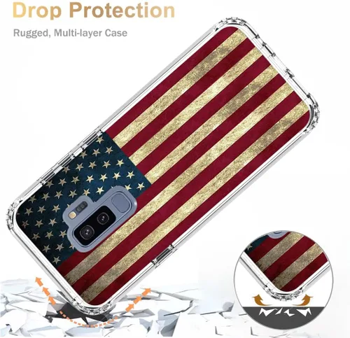 Vista 7 de Funda para Galaxy S9+, Samsung S9 Plus G965U con protector de pantalla de vidrio templado, funda protectora de cuerpo completo con bonito