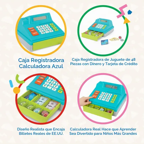 Vista 3 de Battat Juguete calculador de caja registradora con dinero de juego, tarjeta