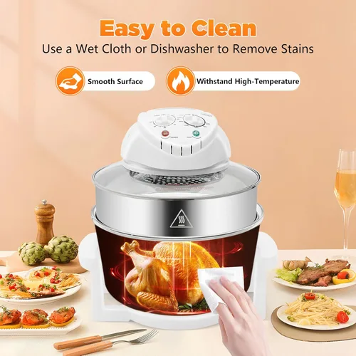 Vista 6 de CNCEST Horno freidora de aire, eliminación de grasa de calefacción vertical de 360 °, convección infrarroja, comida saludable, horno eléctrico