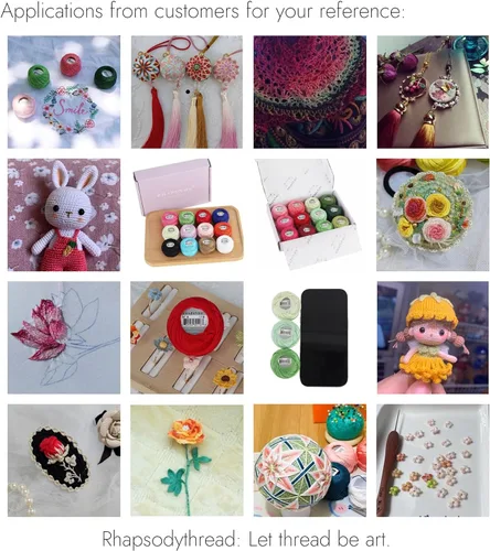 Vista 5 de Rhapsody Hilo de algodón perla tamaño 8 hilo de ganchillo Perle 12 bolas Set tejido a mano, bordado, sashiko, punto de cruz, costura, punto