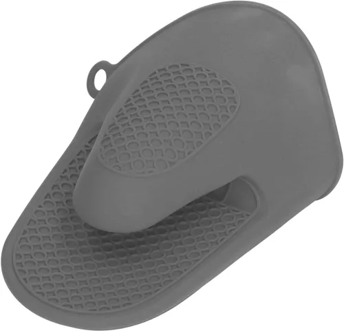 Vista 8 de Guantes de silicona para horno, 2 mini guantes para horno, resistentes al calor, antideslizantes, cómodos, color gris