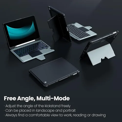 Vista 6 de Nillkin Funda para iPad de 9ª generación (10.2 pulgadas, 2021) con teclado desmontable, trackpad mágico, retroiluminación de 7 colores, modos