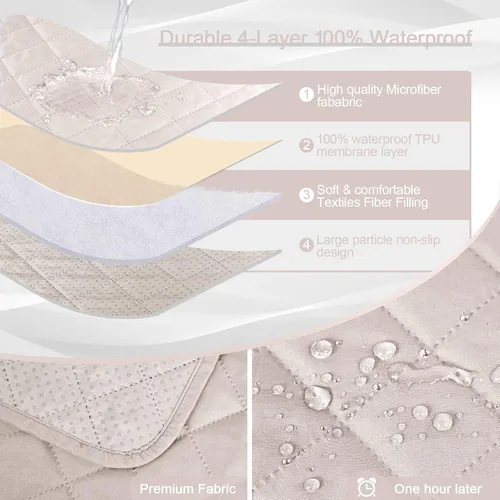 Vista 2 de KinCam Funda de sofá reclinable 100 impermeable con consola fundas de sofá reclinable antideslizantes para 2 asientos funda de sofá reclinable