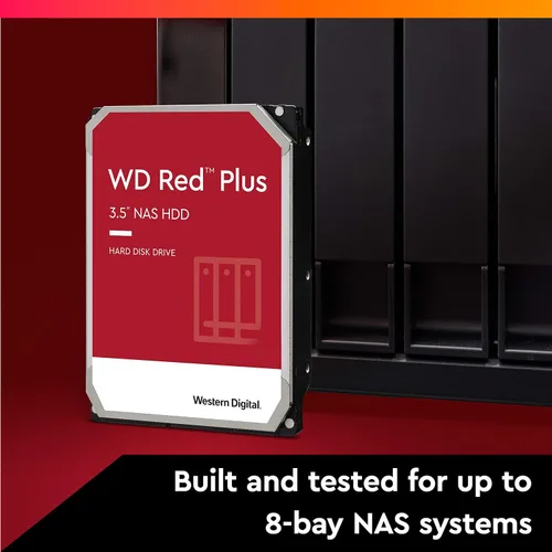 Vista 3 de Western Digital 2TB WD Red Plus Disco duro interno NAS HDD - 5400 RPM, SATA 6 Gb/s, CMR, caché de 64 MB, 3.5 pulgadas - WD20EFRX