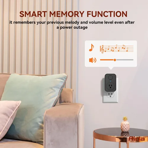 Vista 7 de Timbre inalámbrico AIDA, timbre autoalimentado con tomacorriente extra, sin necesidad de batería, botón de presión, timbre de puerta inalámbrico, 5