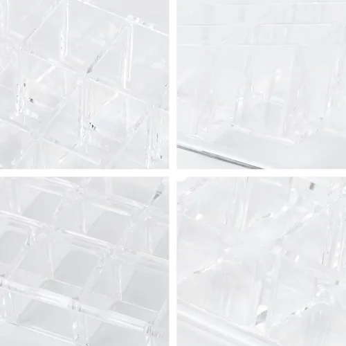 Vista 9 de PartyKindom Lipstick Storage Box 24 Slots Acrylic Desktop Organizer Cosmetic Holder Makeup Display Case for Lipstick and Nail Polish Storage