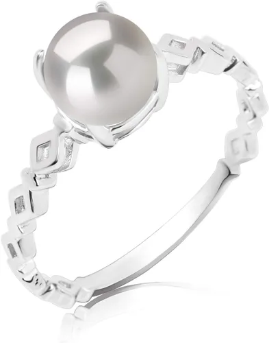 Vista 2 de Amanecer blanco 0.295-0.315 in AAAA calidad agua dulce 925 anillo de perlas cultivadas para mujer