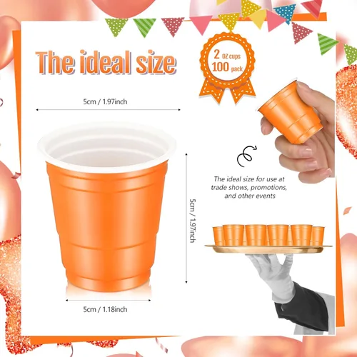 Vista 14 de Roshtia Paquete de 100 vasos de plástico de 2 onzas, mini vasos de chupito desechables de graduación de 2 onzas para fiesta de graduación, boda