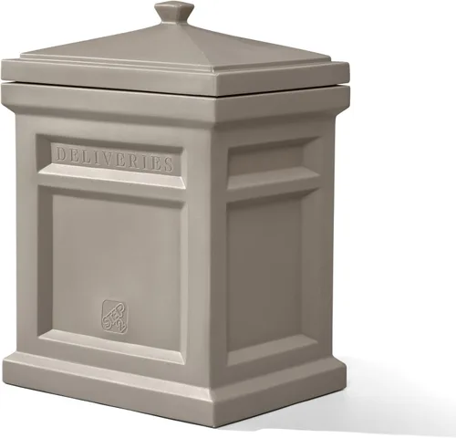 Vista 7 de Caja de entrega de paquetes Express de Step2, resistente a la intemperie, almacenamiento grande para exteriores, hecha de plástico duradero, sin