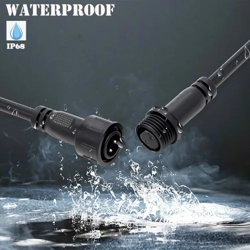 Vista 2 de Conector impermeable de 2 cables, conector LED macho hembra de 2 pines, con cable de extensión IP68 de 16 AWG de 7.9 in para automóvil, barco
