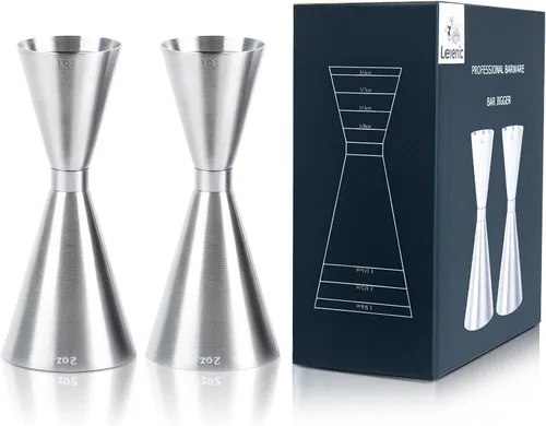 Vista 8 de Lexenic Jigger de doble marca de onzas/ml para camarero, acero inoxidable 304 resistente doble jigger de cóctel con 7 medidas