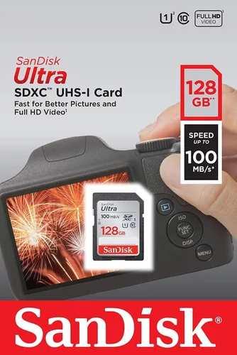 Vista 2 de SanDisk 128GB SD Ultra SDXC Memory Card Works with Canon EOS Rebel T5 (SDSDUNR-0128G-GN6IN) Bundle with Everything But Stromboli Memory Card Reader